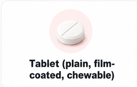 Tablet (plain, film-coated, chewable)